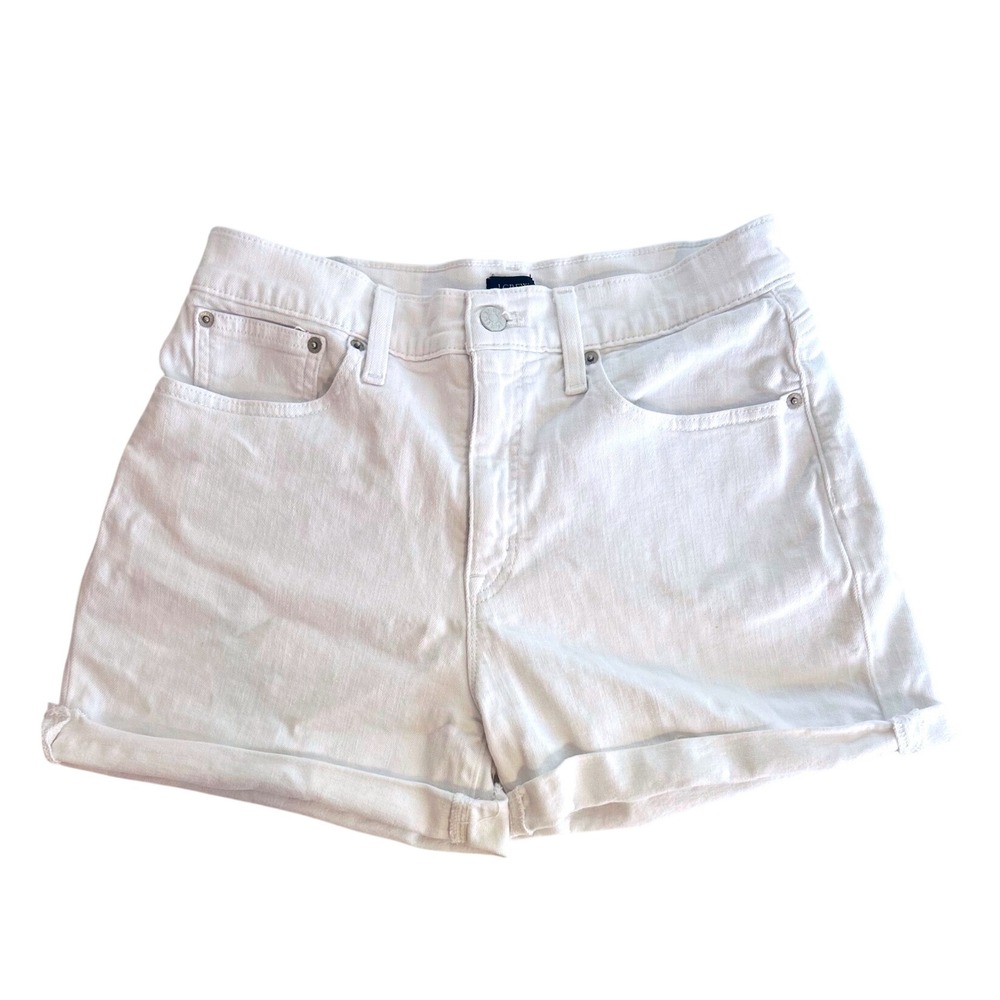J.Crew White Denim High Rise Cuffed Leg Shorts Women's‎ Size 28